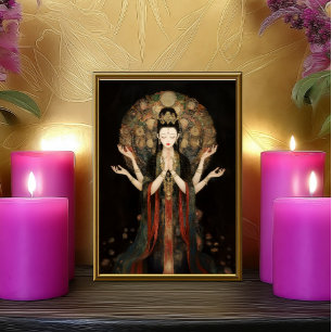 Foto Quan Yin: Deusa Budista Pôster de Arte Nova em Tom