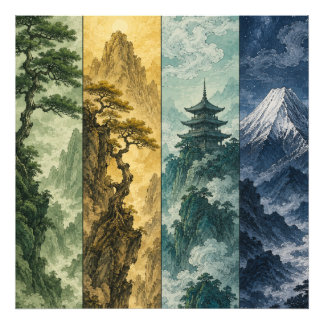Foto Quatro Estações Montanha | Paisagem de Tinta Japon