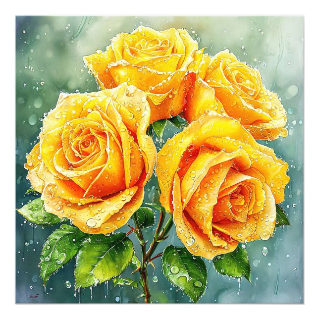 Foto Quatro rosas amarelas (Frente)