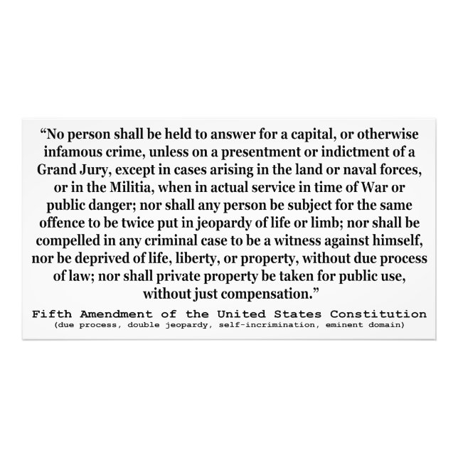 Foto Quinta Emenda à Constituição dos Estados Unidos (Frente)