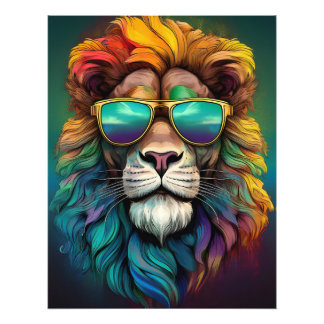 Foto 🦁 Rainbow Lion Poster – Fierce Meets Funky