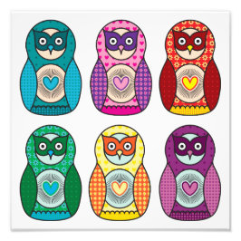 Foto Rainbow Matryoshka Owls Poster