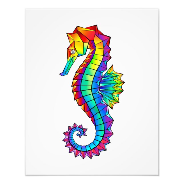 Foto Rainbow Polygonal Seahorse (Frente)