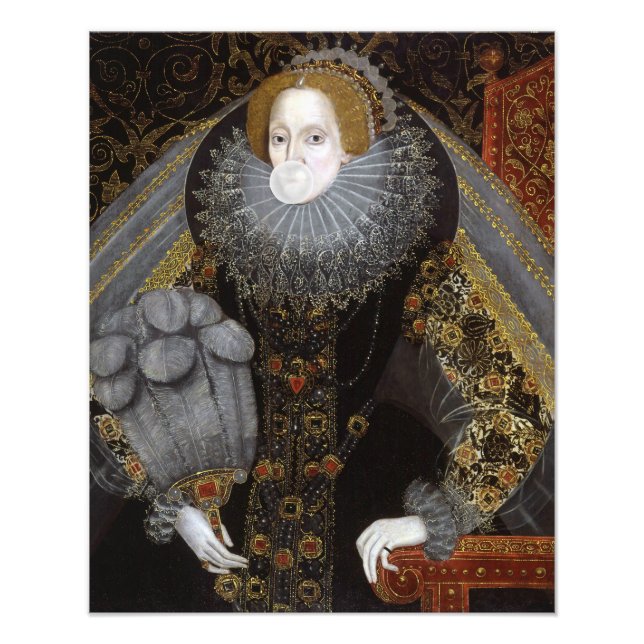 Foto Rainha Elizabeth I soprando uma pastilha branca (Frente)