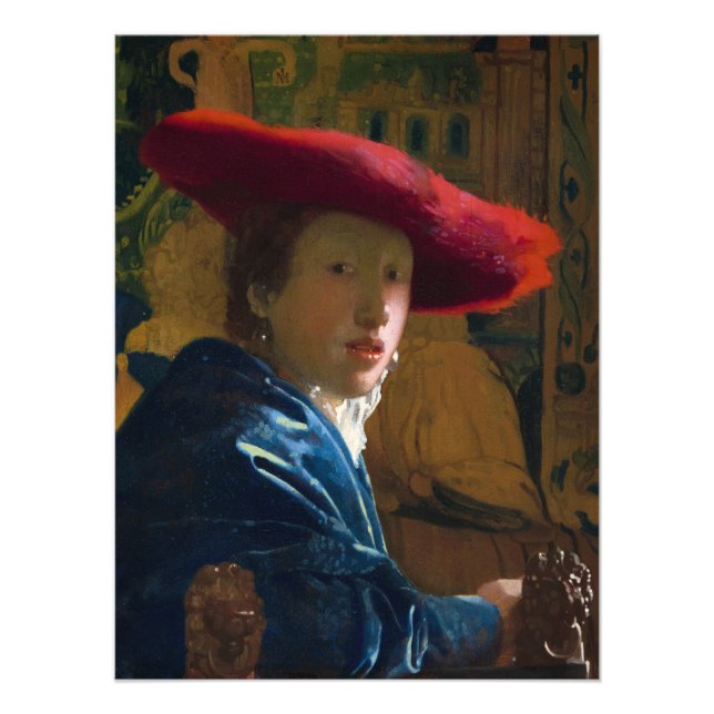 Foto Rapariga com Chapéu Vermelho por Johannes Vermeer (Frente)