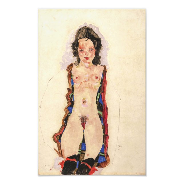 Foto Rapariga com Red Garters | Egon Schiele | (Frente)