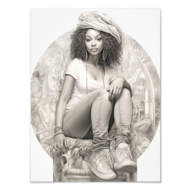 Foto Rapariga exótica em um sofá (Frente)