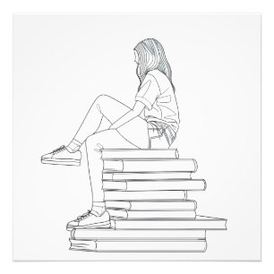 Foto Rapariga na Arte da Linha de Livros