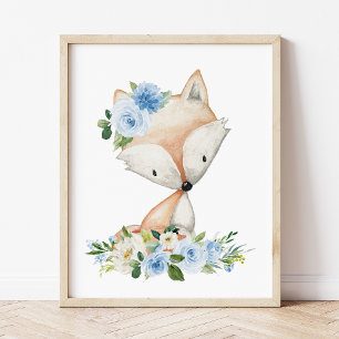 Foto Raposa, Animais Da Floresta, Boho, Flores Azuis