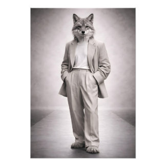 Foto Raposa Elegante em Terno Moderno Claro Retrato