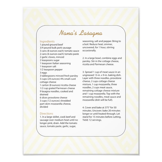 Foto Receita Favorita da Família Chevron - Lasagna (Frente)