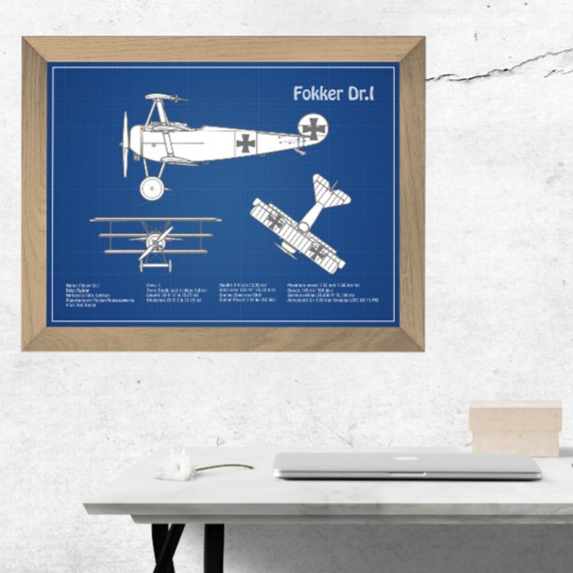 Foto Red Baron Fokker Dr. 1 - Avião Blueprint ABD (Criador carregado)
