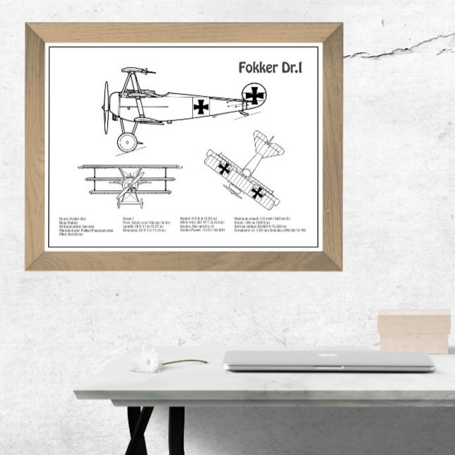Foto Red Baron Fokker Dr. 1 - Avião Blueprint BD (Criador carregado)