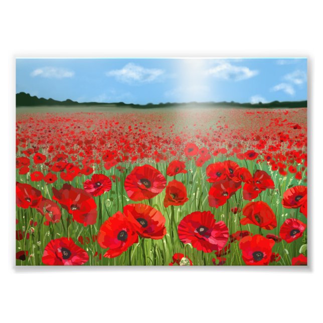 Foto Red poppy field wall art decor landscape (Frente)