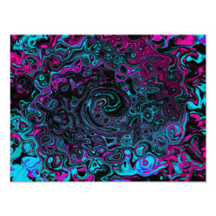Foto Redemoinho Abstrato Retro Aqua Magenta e Preto