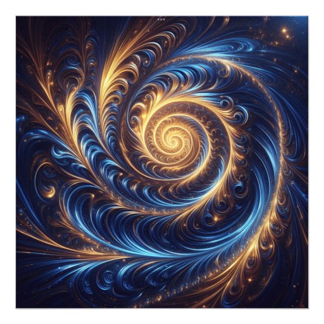 Foto Redemoinhos Modernos Abstratos Espaciais Azul Real (Frente)