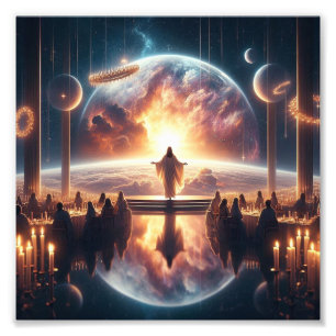 Foto Reflexão divina: Jesus em harmonia cósmica"