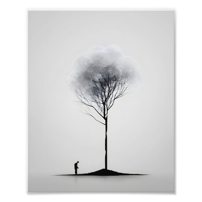 Foto Reflexão Solitária Mínima Preto e Branco (Frente)