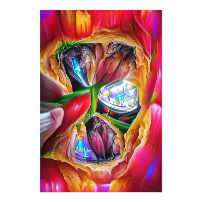 Foto Reflexões Vibrantes de Tulipas de Abstrato (Frente)