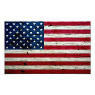 Foto Refrigere a madeira afligida da bandeira americana