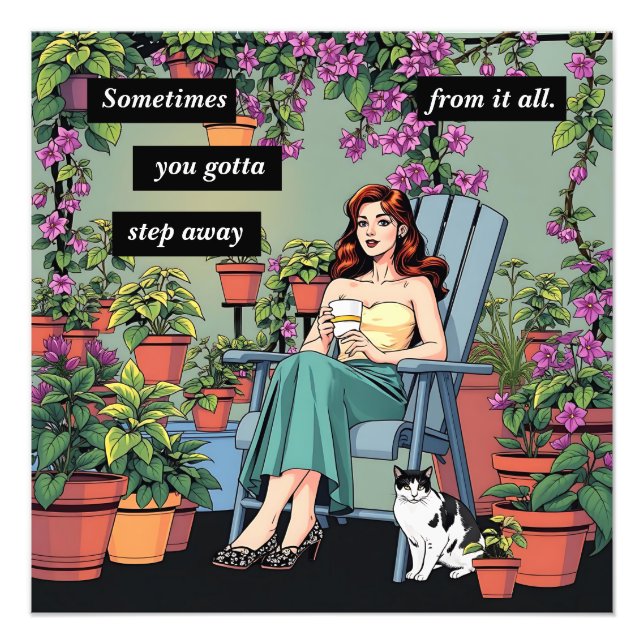 Foto Relaxamento com Café, Gatos e Plantas (Frente)