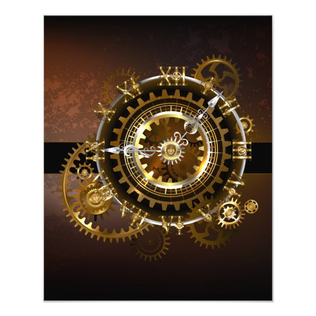 Foto Relógio steampunk com engrenagens antigas (Frente)