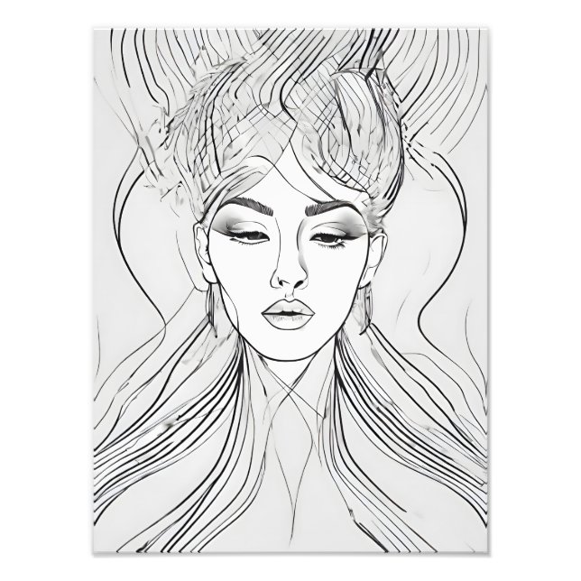 Foto Retrato de Arte de Linha Elegante Moderno (Frente)