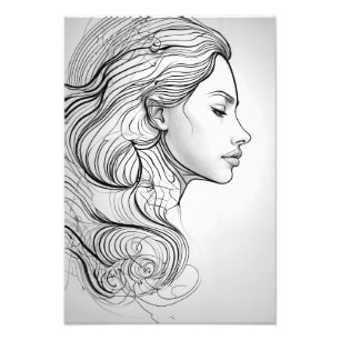 Foto Retrato de Arte de Linha Minimalista Elegante