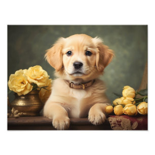 Foto Retrato de Cão Cachorro do Retriever do Ouro Cacho