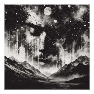 Foto Retrato de dupla exposição com Starry Sky Mountain