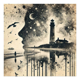 Foto Retrato de exposição dupla com céu estrelado leve