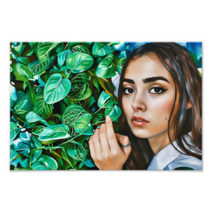 Foto Retrato de Fechamento da Mulher com Verde Esmagado