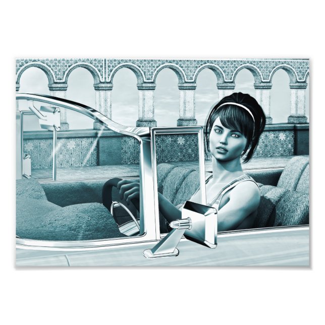 Foto Retrato de Mulher Glamour Azul Vintage (Frente)