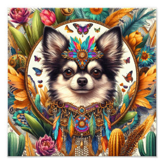 Foto Retrato De Pé Impressão De 12" x 12" Longhair Chih