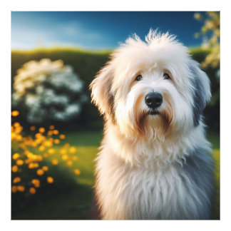 Foto Retrato de um Old English Sheepdog ao Entardecer