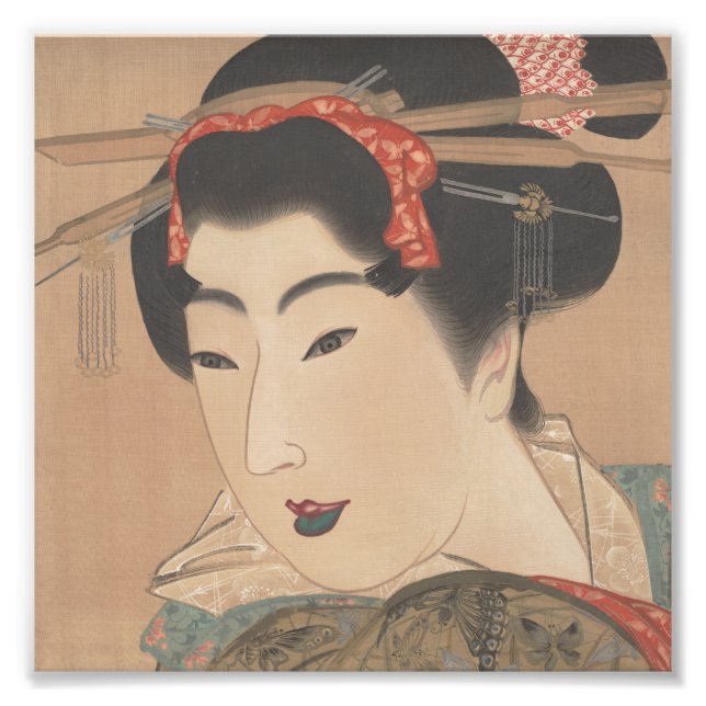 Foto Retrato de uma Mulher com Leque Branco – Japão Ant (Frente)