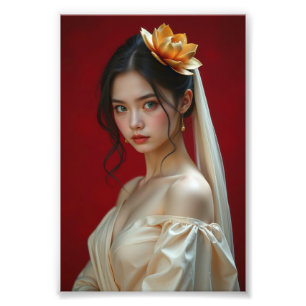 Foto Retrato Elegante de uma Jovem Mulher com Ouro Lotu