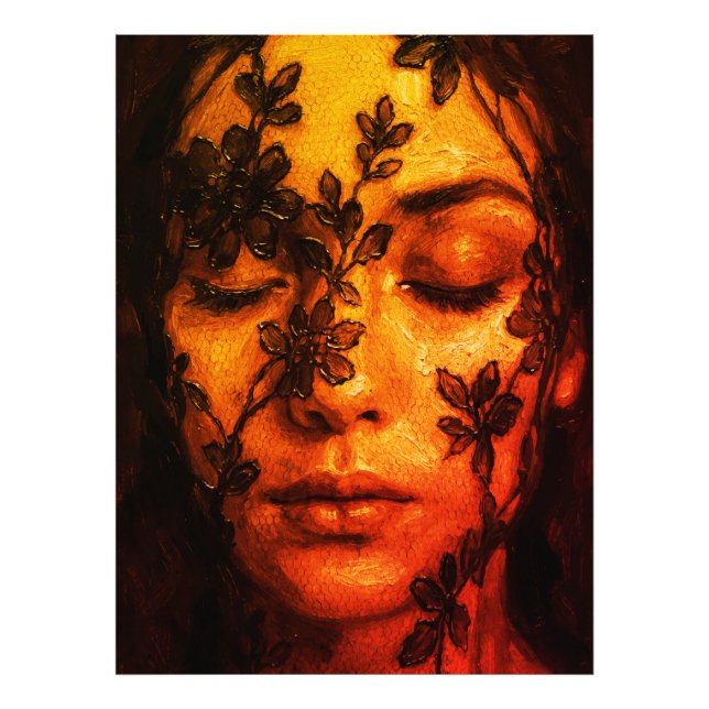 Foto Retrato em óleo texturizado de uma mulher com rend (Frente)