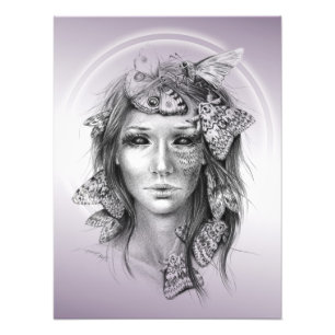 Foto Retrato feminino com mariposas surreais lápis art