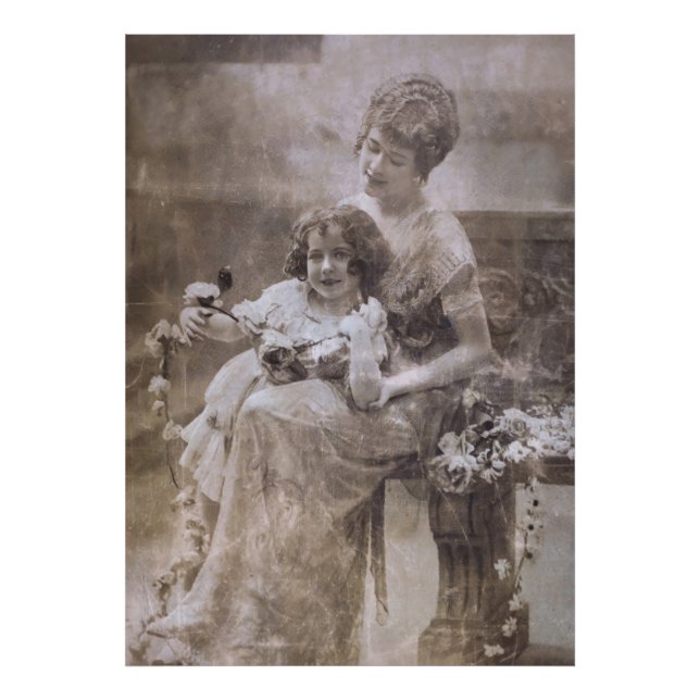 Foto Retrato Mãe e Filho Vintage Sepia (Frente)