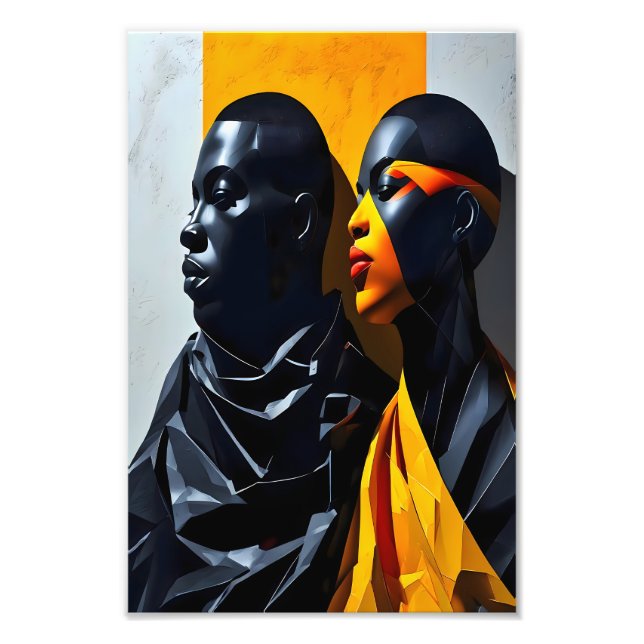 Foto Retratos Modernos Negros Abstrato Arte Geométrica (Frente)