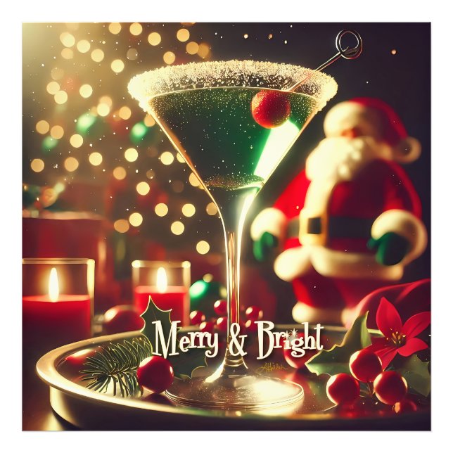 Foto Retro 50s Santa Christmas Green Martini (Frente)