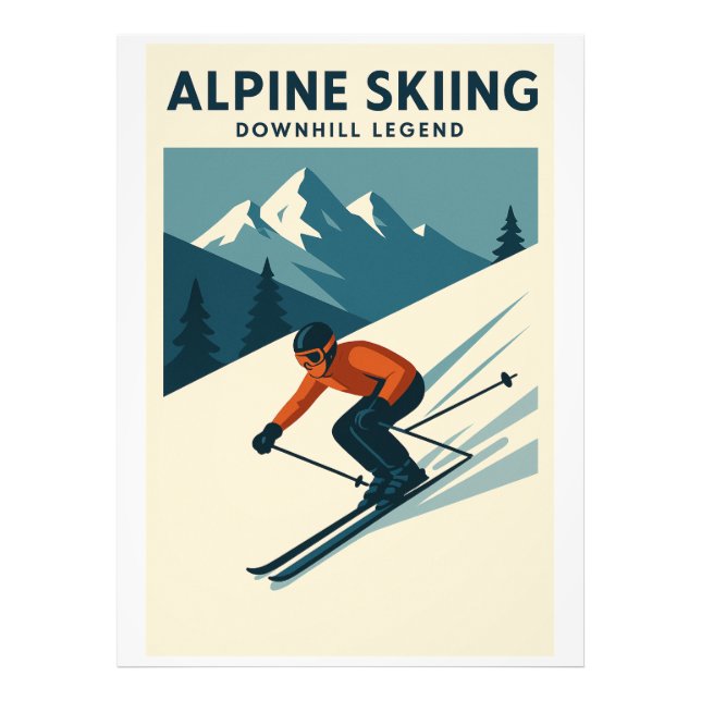 Foto Retro Alpine Skiing Wall Art – Downhill Ski Legend (Frente)