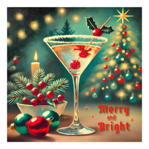 Foto Retro Anos 50 Coquetel Martini de Natal Alegre e R