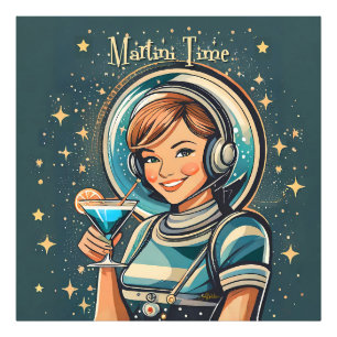 Foto Retro Futurista Garota Astro Tempo de Martini