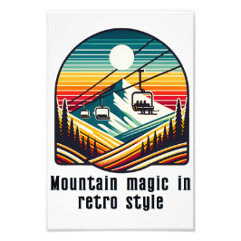 Foto Retro Mountain Ski Lift Adventure Sob Sun