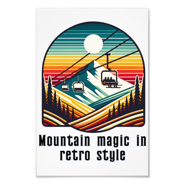 Foto Retro Mountain Ski Lift Adventure Sob Sun (Frente)