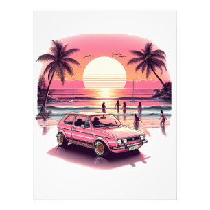 Foto Retro Pink Summer Sunset Beach Vibe