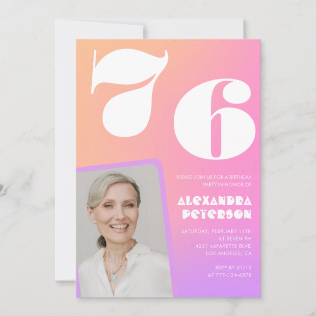 Foto Retroativa de Gradiente Rosa 76.º Convite de  (Frente)