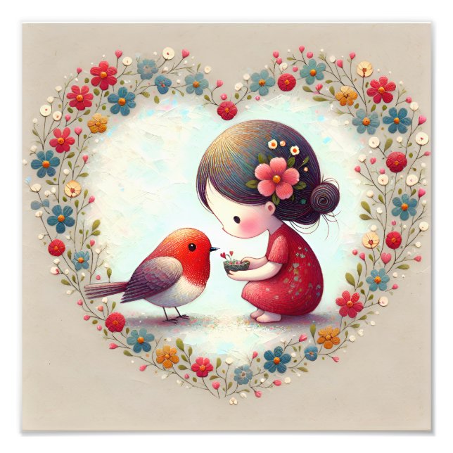Foto Robin Adulce e Menina Floral Heart (Frente)